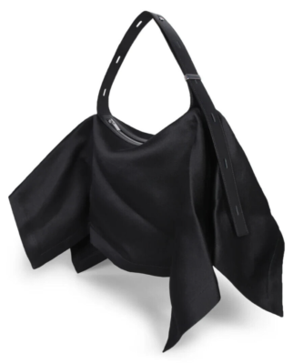 Authentic Issey Miyake Woven Shoulder Bag Black Enveloping Square