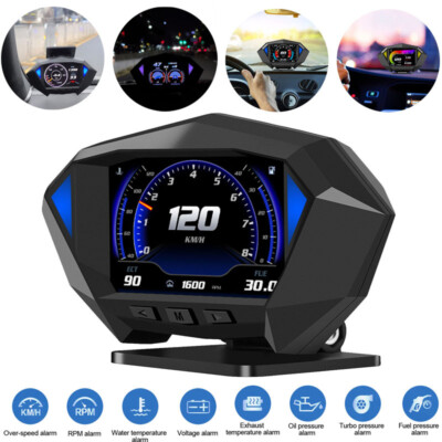 OBD2+GPS Smart Car Speedometer HUD Gauge Head Up Display RPM Water Oil Temp #t$7