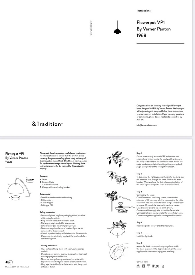 &Tradition Maceta VP1 Colgante Rosa/Blanco Foto 3 de 3