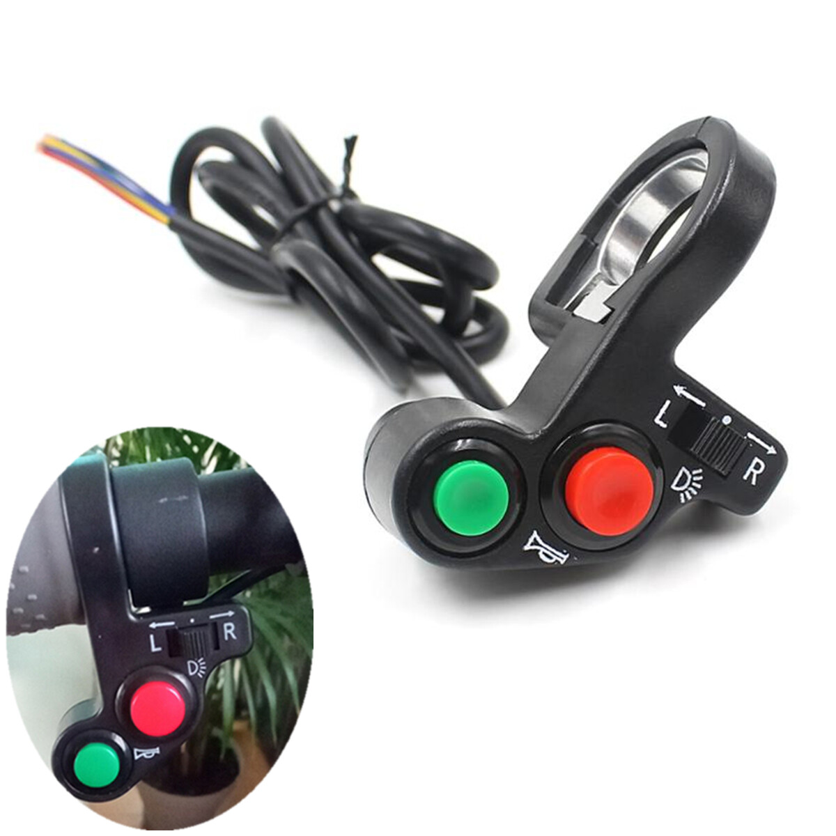 Scooter Turn Signal Switch 4 In 1 E Bike Front Light Switch With Horn,