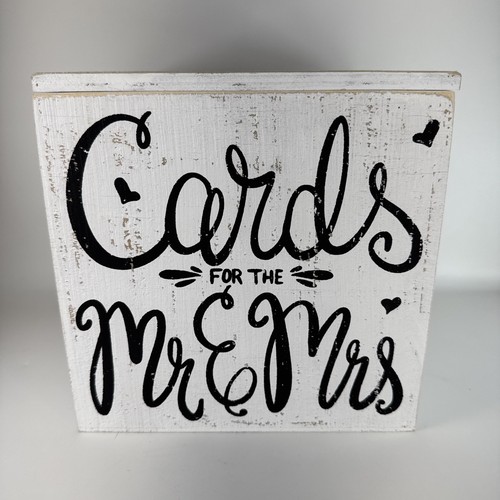 Cards for the Mr. and Mrs. Wood White Wedding Box 8" x 8" x 8" Rustic Cute
