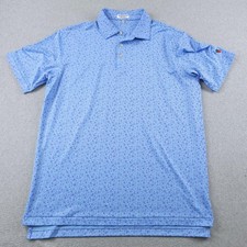 Peter Millar Polo Shirt Mens Large Blue Skull Print Summer Comfort Golf Stretch