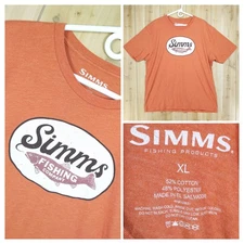 Simms Fishing Company Trout Graphic T-Shirt Men's XL Orange Cotton Blend