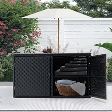 400L Large Rattan Storage Box Garden Chest Wicker Outdoor Cabinet Deck Shed Box