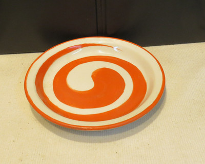 OOAK Hall China Company 6'' TEST PLATE Red Swirl w/ Homer Laughlin Factory Label
