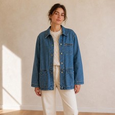 Vintage 90s Crossroads Denim Chore Jacket Barn Coat Work Coat 100 Cotton Medium
