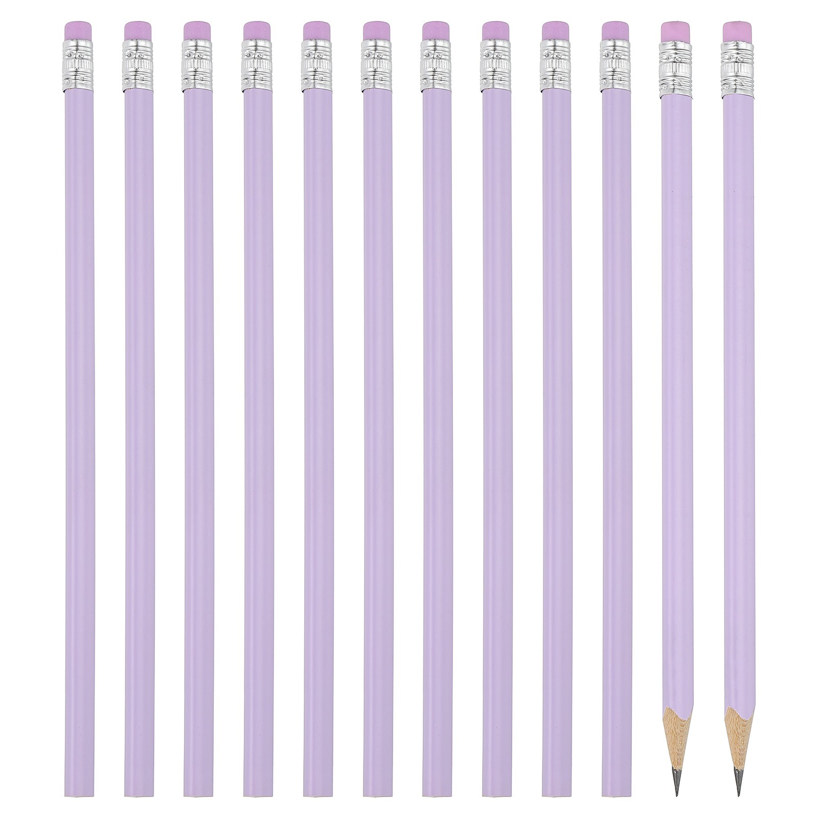 S, 12 Pack Triangle Hb Graphite Pencil With Eraser, Purple