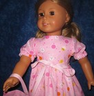 Fits 18" American Girl Doll -Easter Bunny Dress in Pink with Ribbon and Purse — photo 2