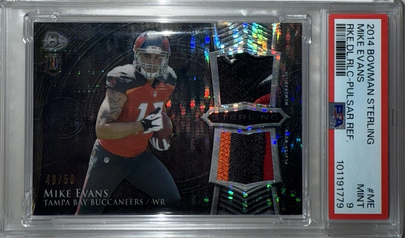 Mike Evans Bowman Sterling Rookie Dual Relics #ME Pulsar Refractor