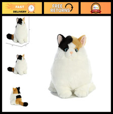 Charming Fat Cat Stuffed Animal - Cuddly Calico Plush Toy - 9 Inch White Compani