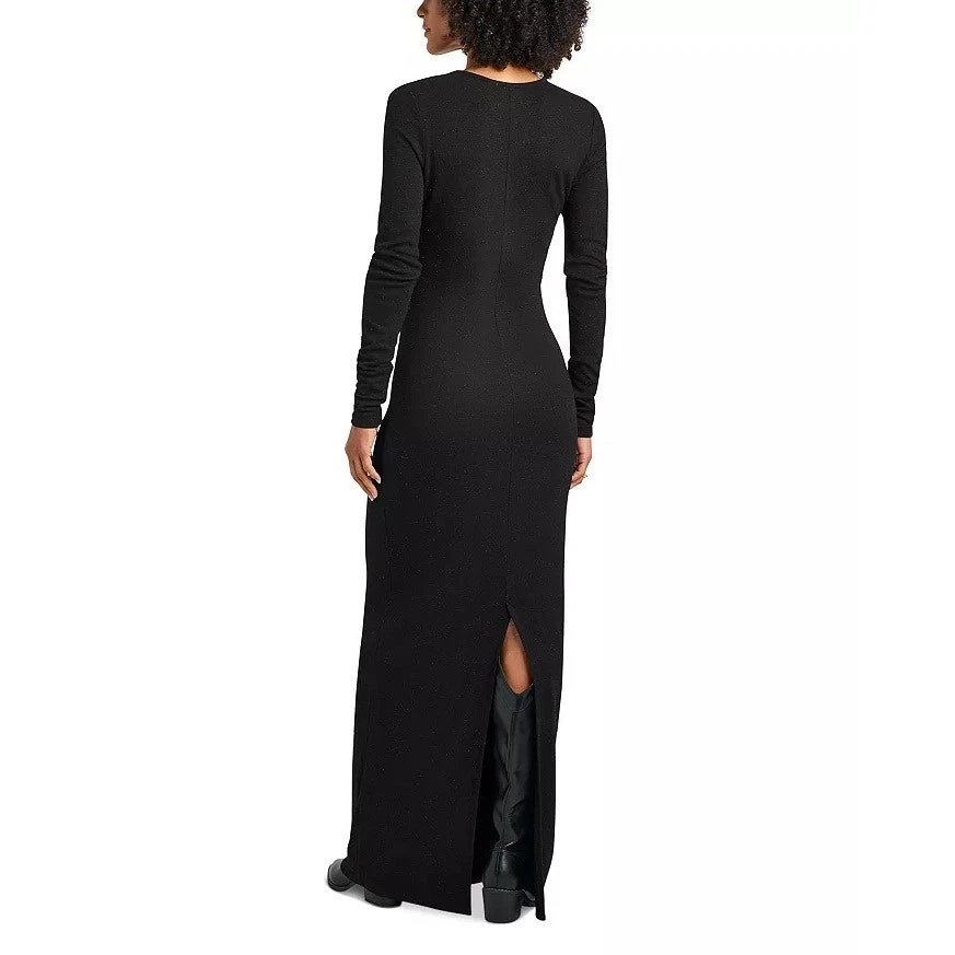 Splendid Women Black Shimmer Knit Viscose Isabella Evening Slit Dress Size S - Image 2 of 4