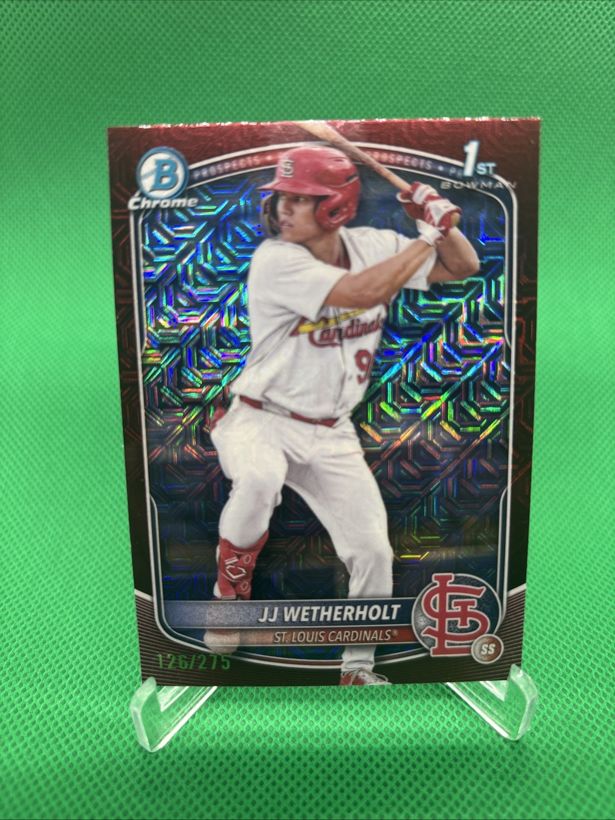 2025 Bowman - Chrome Prospects JJ Wetherholt #BCP-22 Burgundy Mojo Refractor/275