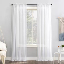 Sumner Voile White Polyester 59 In. W X 84 In. L Rod Pocket Sheer Curtain Singl