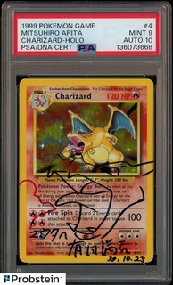 Mitsuhiro Arita Signed 1999 Pokemon Game #4 Charizard Holo PSA/DNA PSA 9 AUTO 10