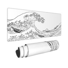 Gaming Mouse Pad, Great Wave Outline Black and White Mouse Pad 11.8x23.6 Inch...