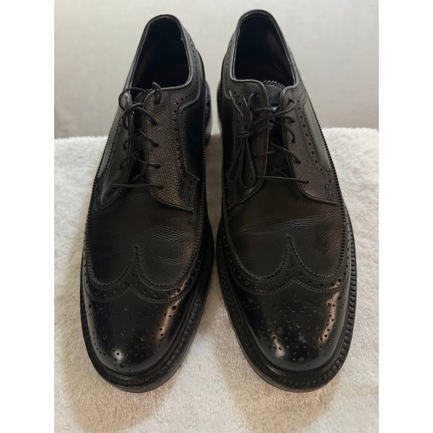 VTG Florsheim Imperial Men Oxford Long Wingtip Size 8 E Black Leather Dress Shoe Florsheim Imperial Longwing Oxford Shoes Black Leather Mens  main image 3