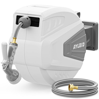 Ayleid Retractable Garden Hose Reel,1/2 in x 100 ft Wall Mounted Hose Reel, w...