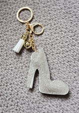 Silver High Heel Crystal Rhinestone Keychain