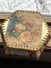 Vintage Handmade Crochet Mother  s Day Birthday Card trinket Box 7"