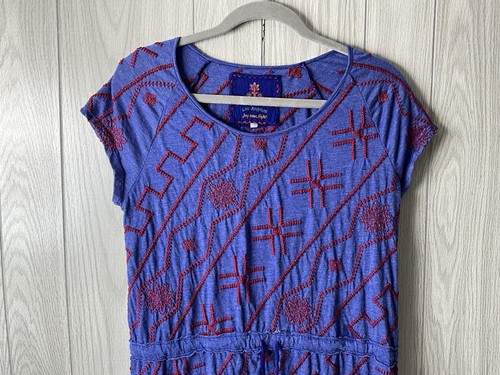 Johnny Was blau & rot bestickt weich High Low Tunika Kleid Größe Medium - Bild 2 von 9