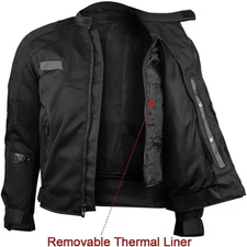 Vance Leather Men's Black Mesh Motorcycle Jacket L with Textile CE Armor by NWT