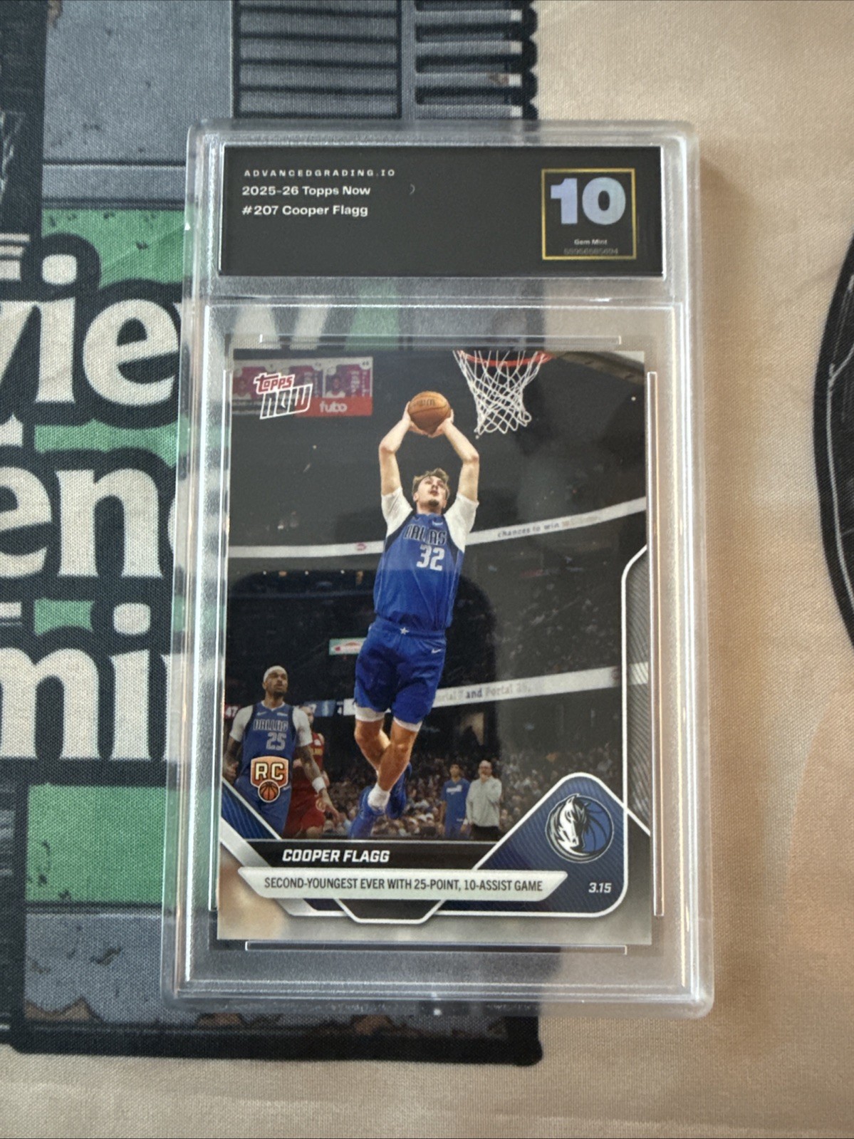 Cooper Flagg 2025 Topps Now NBA #207 Rookie Graded Slab Mint 10 Basketball Card