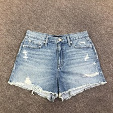 Aeropostale Shorts Womens 6 Blue Denim Vintage High Rise Shorty Raw Hem
