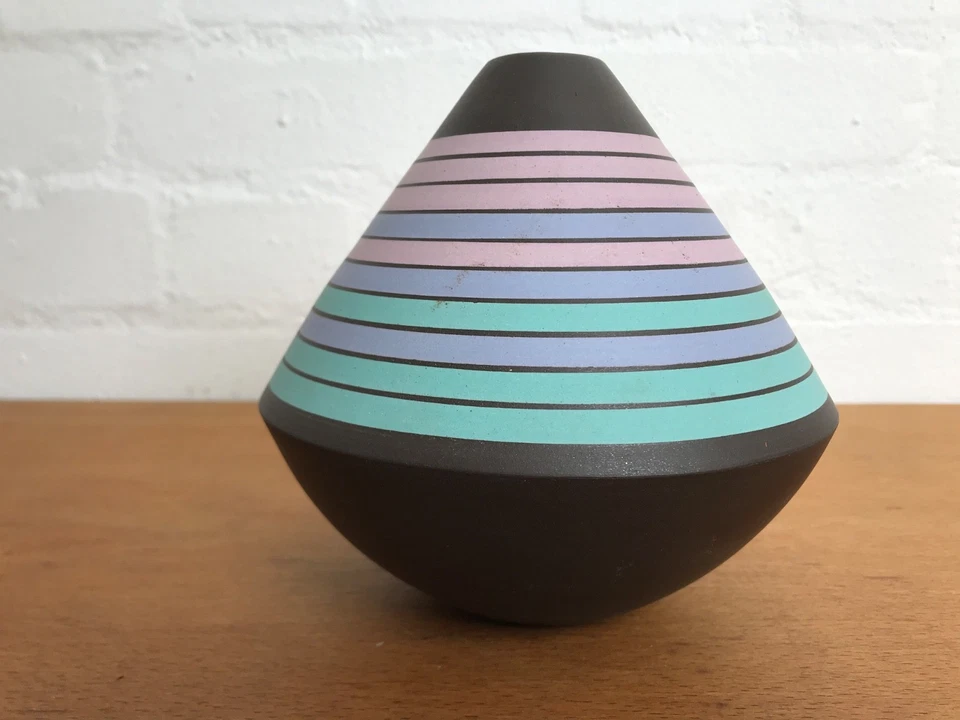 Postmodern Memphis Studiokeramik Design Vase Signiert HS im Kreis 80er Keramik - Bild 2 von 4