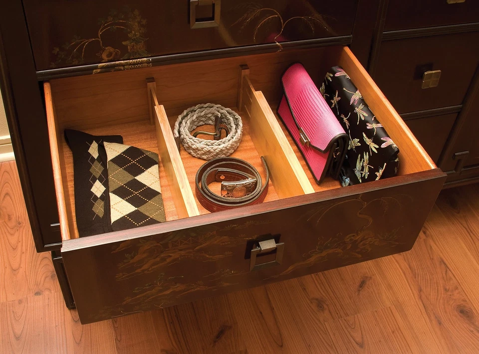 Juego de 2 divisores de cajones ajustables de bambú 1738 a 1234 organizadores para el hogar Foto 2 de 4