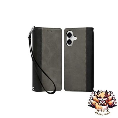 NEU Shizuka Will iPhone 17 Hülle Folio-Stil Echtleder Cover Grau x Schwarz 1