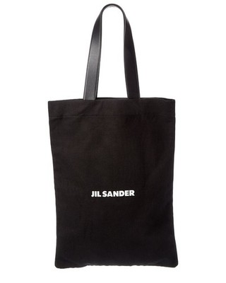 Jil Sander Large Canvas & Leather Tote Women's Black
