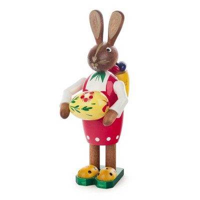 Pinnacle Peak Trading Bunny Rabbit Woman with Easter Egg German Wood Figurine