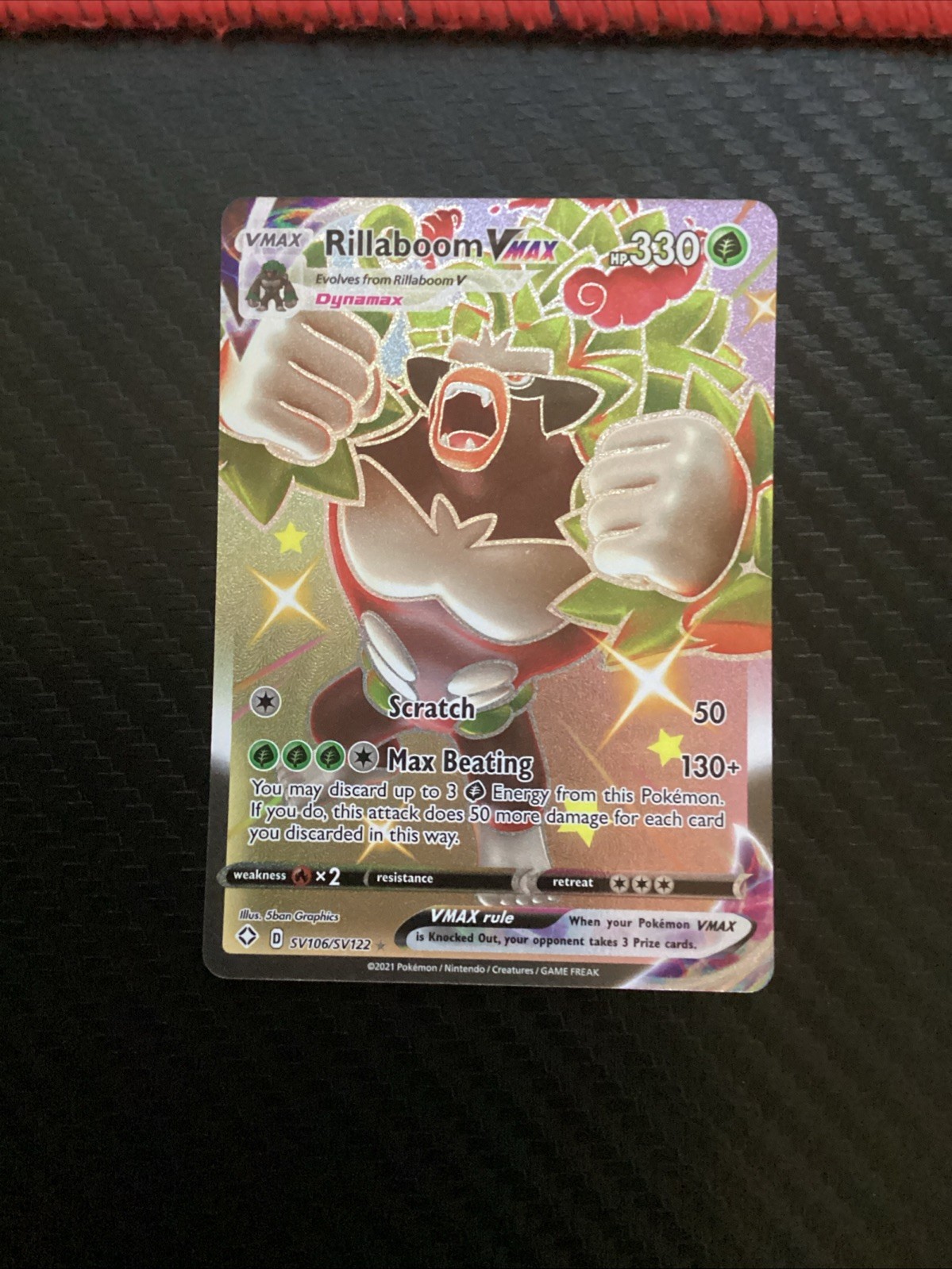 Rillaboom VMAX Shiny Holo Rare Shining Fates: Shiny Vault SV106/SV122 NM