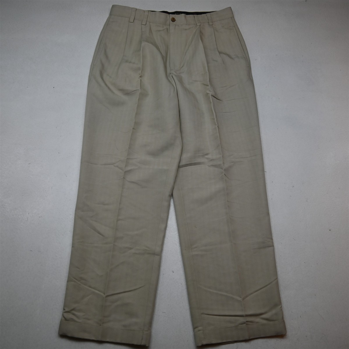 Vtg Y2K 2000s 32x30 Khaki Pleated Cuffed Baggy High Waist Dress 