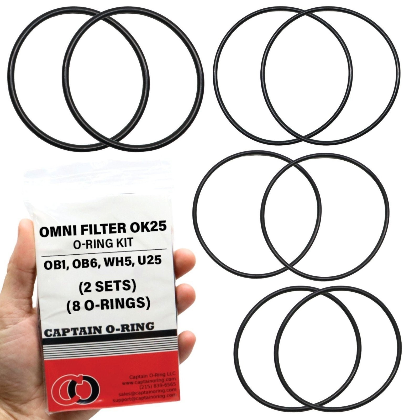 OK25 O-Rings for OmniFilter OB1,OB6,WH5,U25 Water Filter Housings (2 Sets, 8pcs)