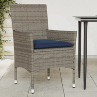 GartenstüHle Poly Rattan 2Er Set Mit Kissen Grau Balkon Terrasse