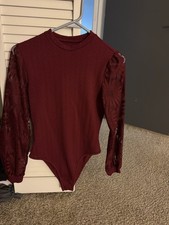 Maroon Bodysuit With Lace