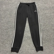 Adidas Womens Sweatpants Size M Black Side Striped Pull On Stretch Activewear