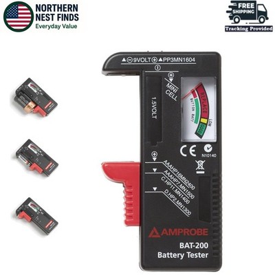 Reliable BAT-200 Battery Tester - Tests 9V, AA, AAA, C, D Batteries with Ease