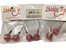 6 - 2 oz Round Ball RED with eye Jig Head 7/0 Hooks Bass Fluke made USA BUBBA’S*