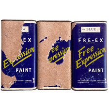 3 Fre-ex Free Expression GOACHE Paint Powder Blue Yellow Red American Crayon USA