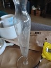 Vintage Mid Century Ruffled Etched Floral Clear Glass Footed Bud Vase 10" — photo 3