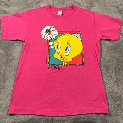 Vintage 1993 Warner Bros Six Flags Looney Bugs Tweety Bird T-Shirt Mens Small