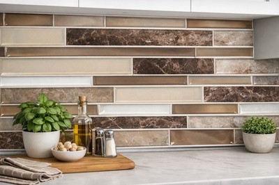 Tool Bench Peel Stick Wall Tile 12in Self Adhesive Backsplash Kitchen Bath Brown