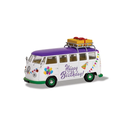 VW T1 MINIBUS HAPPY BIRTHDAY 1961 1:43 Corgi Auto Stradali Modellino Nuovo - Immagine 2 di 3