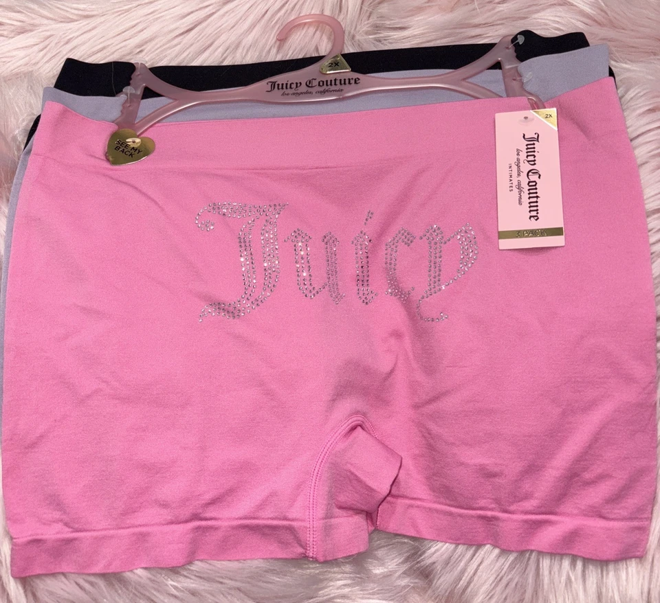 Pantalón corto Juicy Couture para mujer JC2861 3PK rosa/blanco/negro talla 2X nuevo con etiquetas Foto 4 de 4