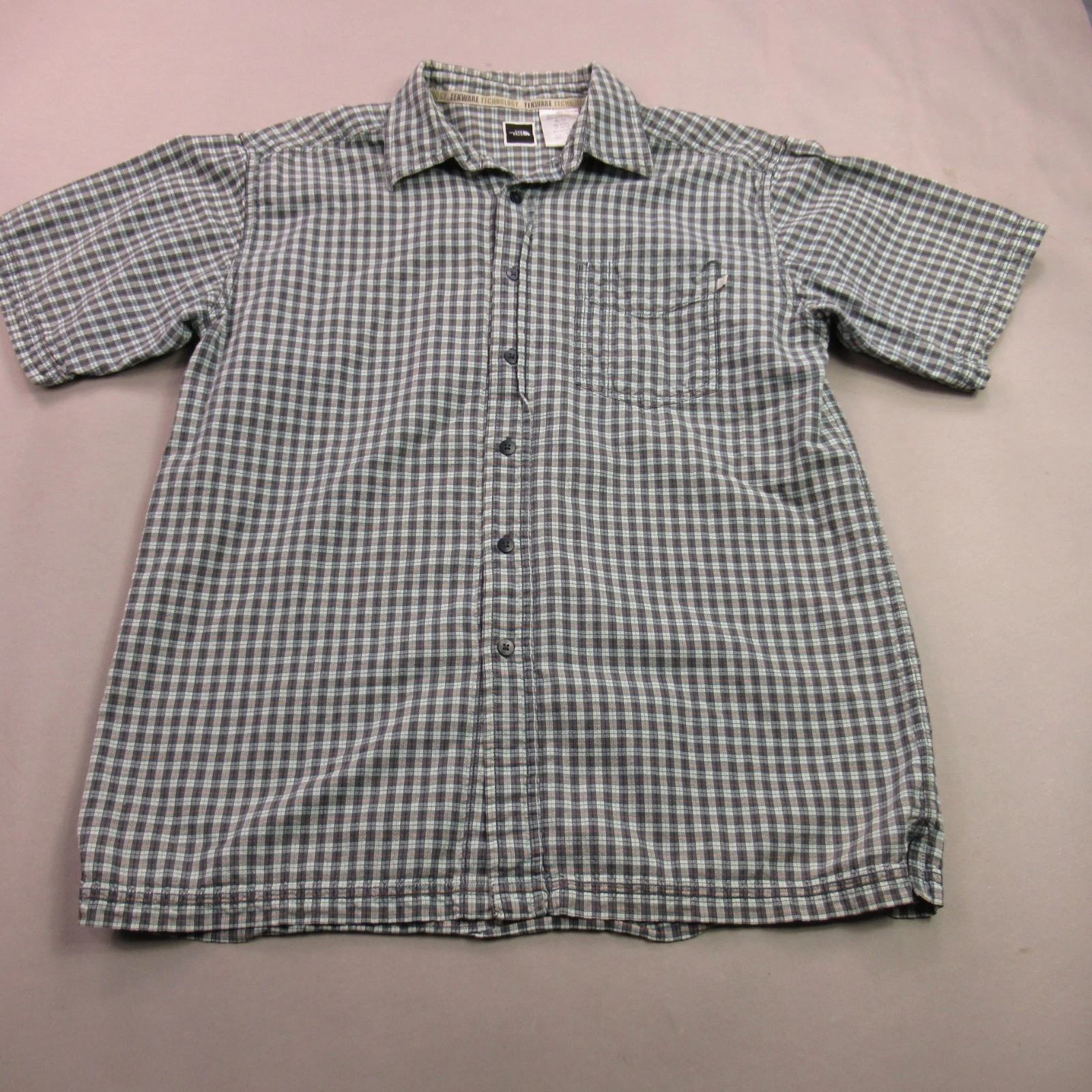 North Face Shirt Mens XL Button Front Short Sleeve Pocket Plaid Outdoor
