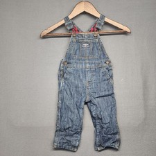 OshKosh B'Gosh Overalls Boys 18 Months Blue Jean Denim Flannel Lined Lumberjack