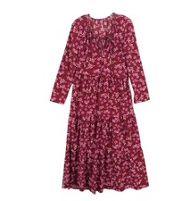 FREE PEOPLE Tiers Of Joy Floral Maxi Dress Tie V-Neck Tiered EUC Size Medium