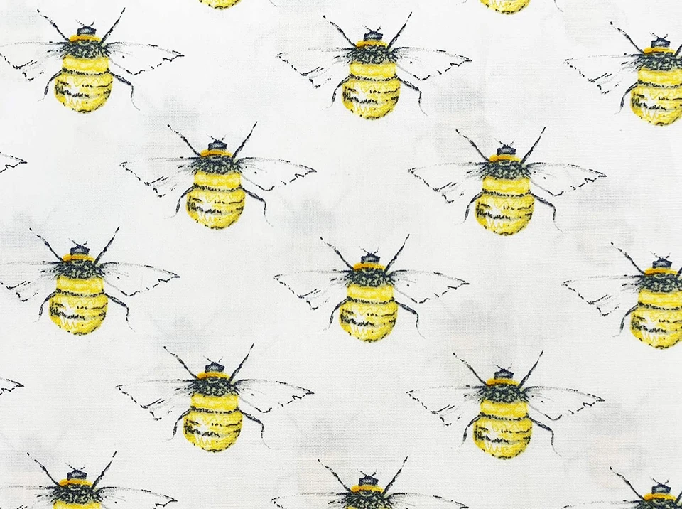 FABRIC REMNANT - Bumble Bees on Ivory Rose & Hubble Cotton Fabric - 1m Length - Image 2 of 4
